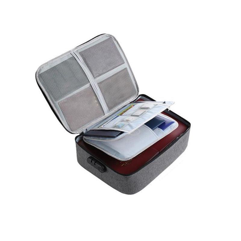 Large Capacity Multi-Layer Document Ticket Storage Bag Certificate File Organize 3 Layers With Lock - Grey 3 Layers With Lock-D1