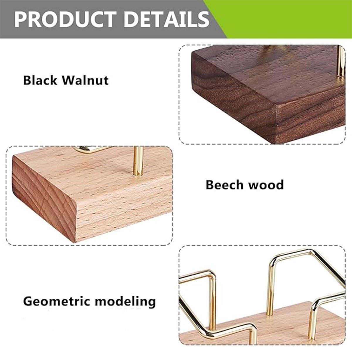 Business Card Holder Organizer Desk Display Stand Wooden Card Storage Box - Brown