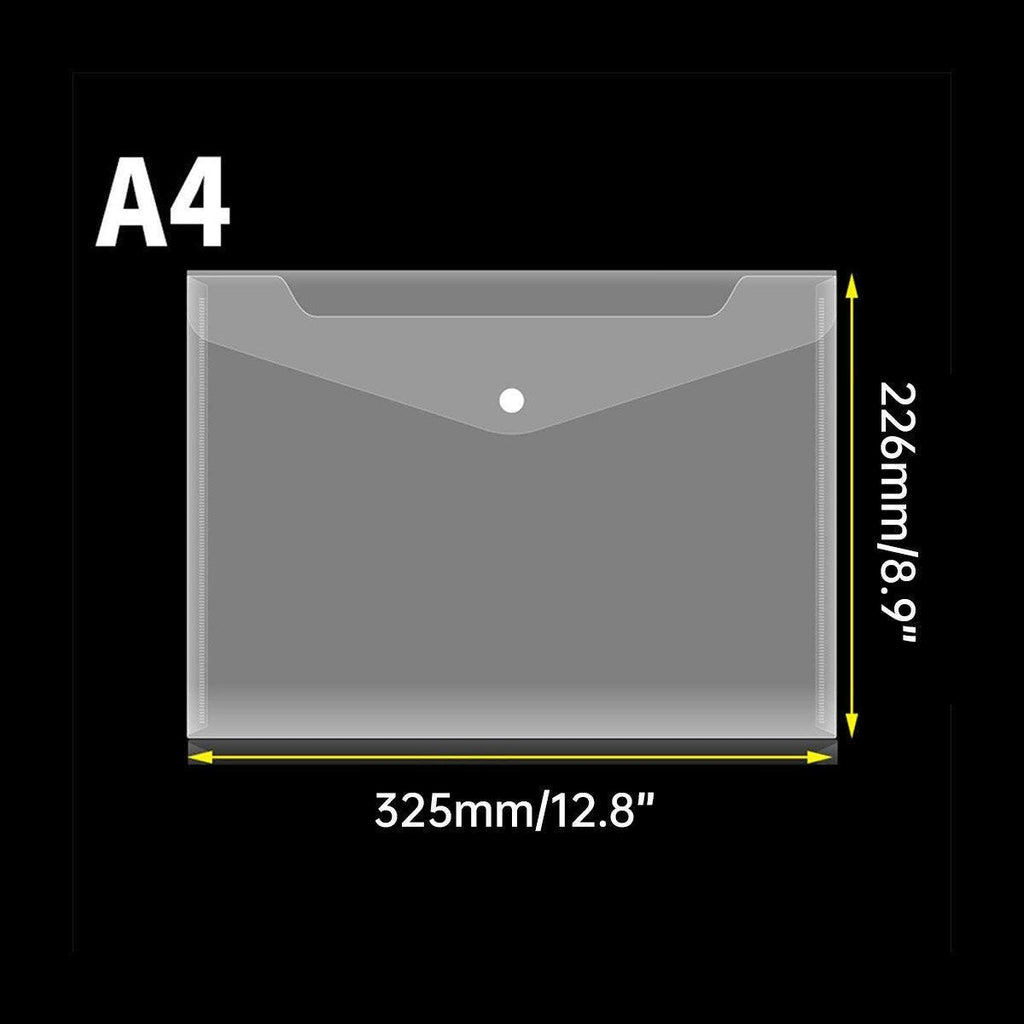 12pcs A4 Plastic File Bag Translucent Document Storage Pouch with Button Closure
