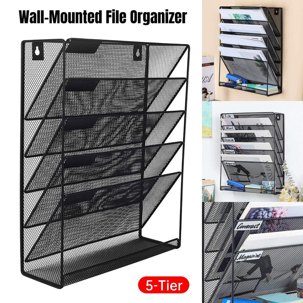 5 Tier Iron File Organiser Desktop File Management Shelf for Office Storage Desk