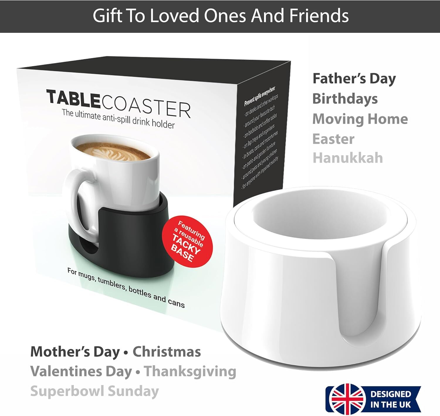 Table Coaster/Drink Holder for Office Desk (Cup not included) - White