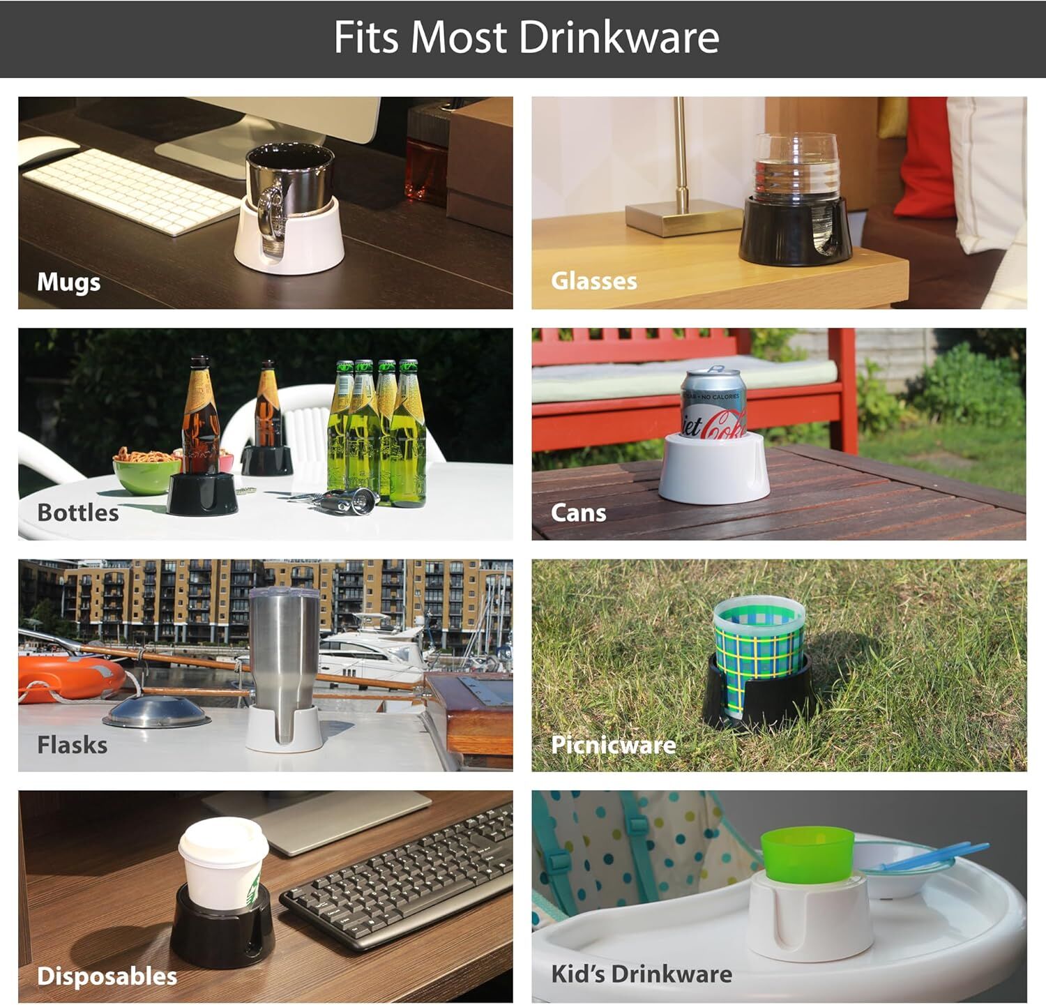 Table Coaster/Drink Holder for Office Desk (Cup not included) - White