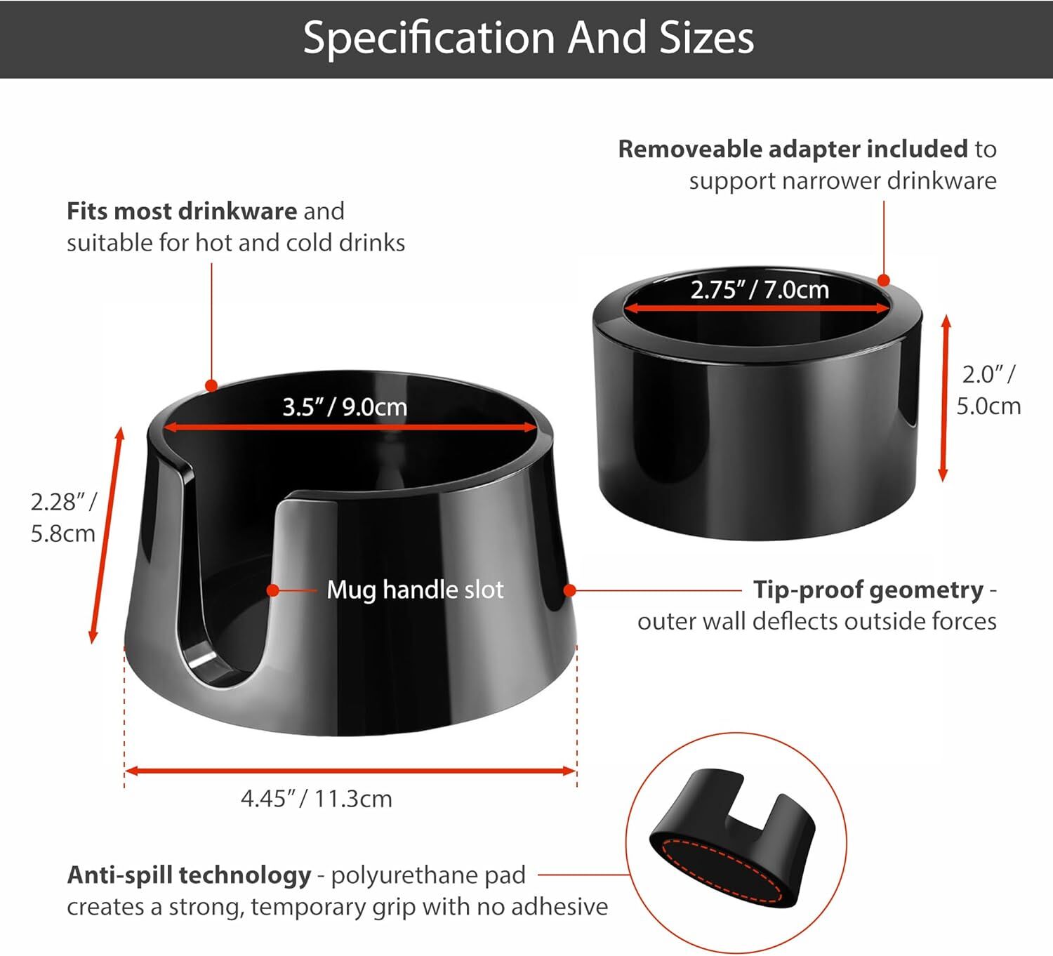 Table Coaster/Drink Holder for Office Desk (Cup not included) - White