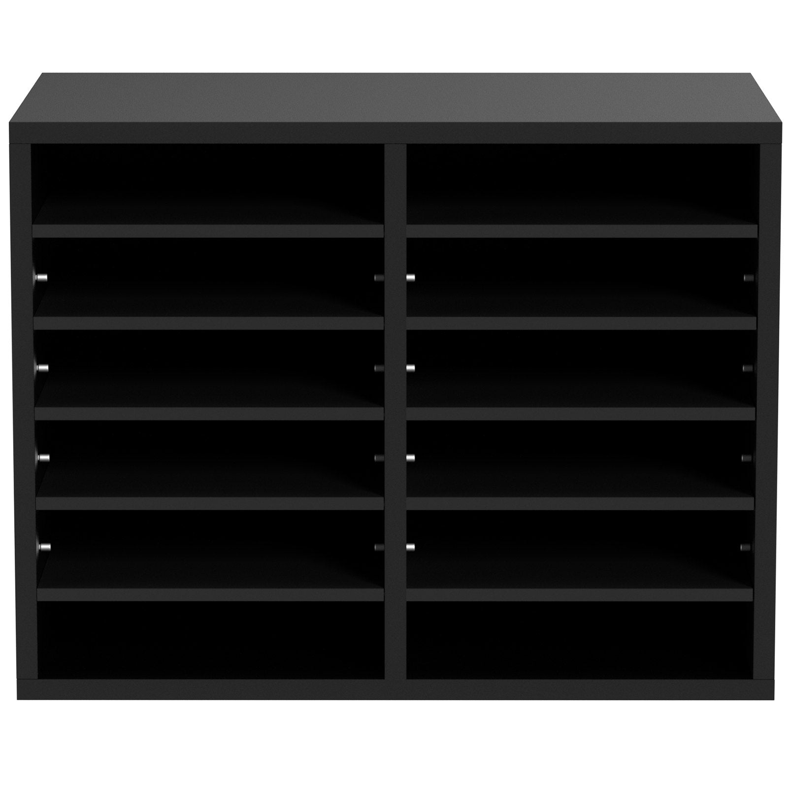 Wood Literature Organizer Adjustable File Sorter 12 Compartments Black