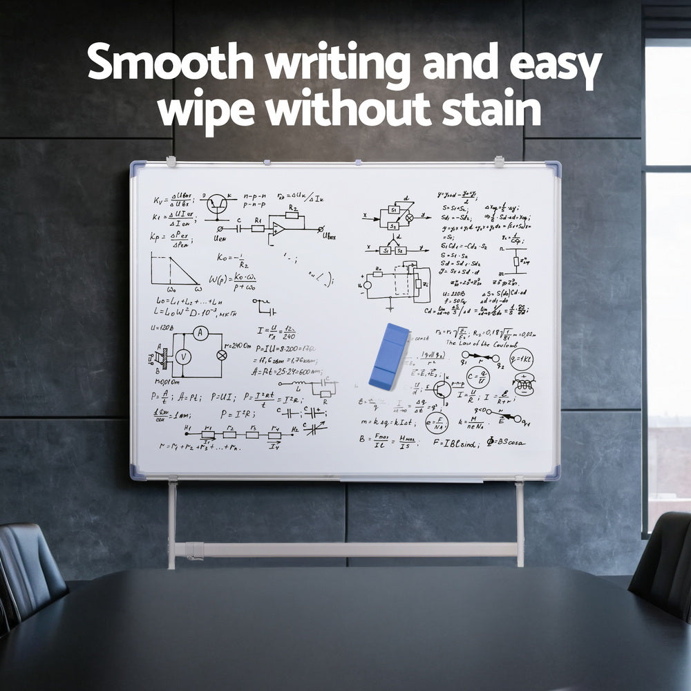 90x120cm Standing Whiteboard with Wheels Magnetic Double-Sided Erase Board